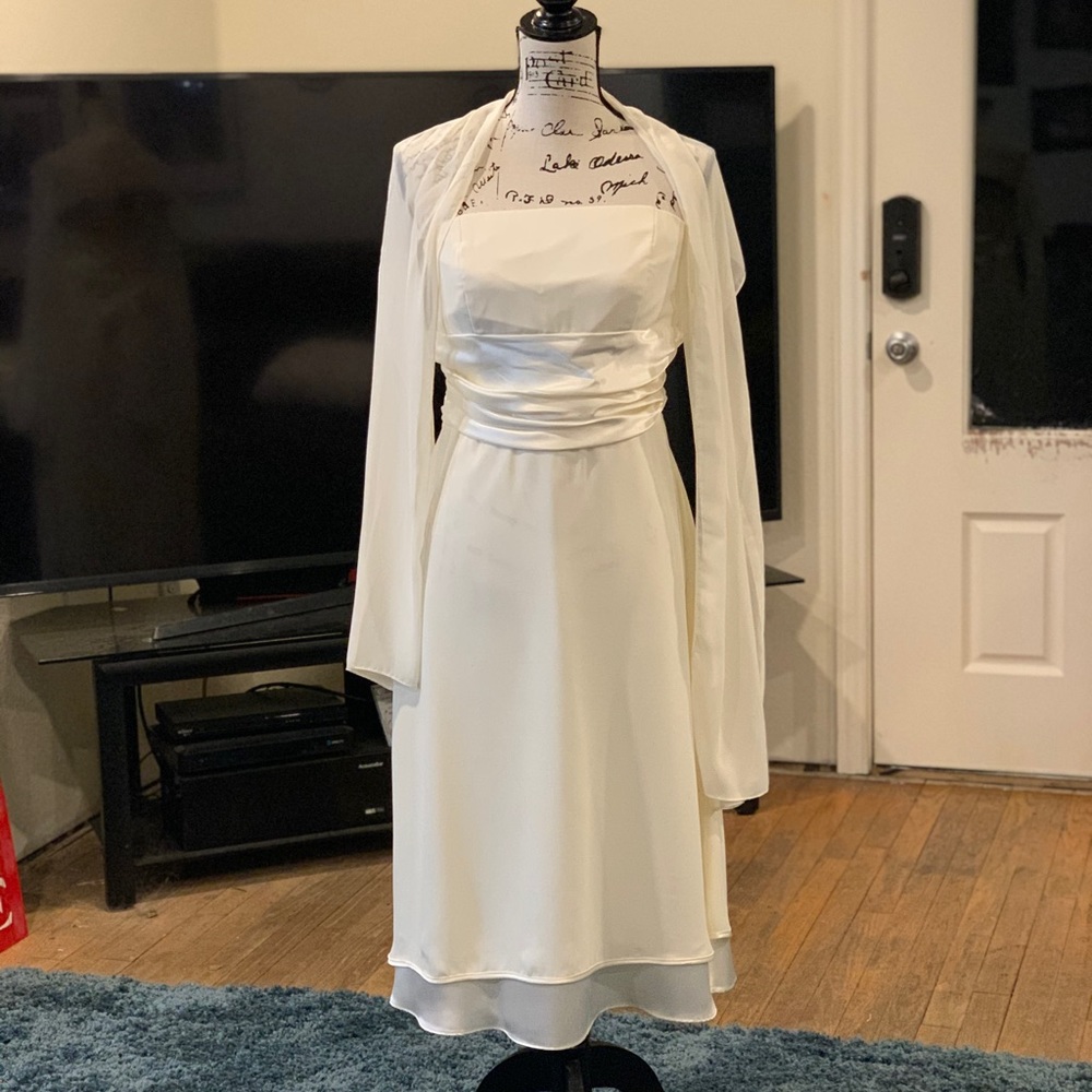 NWT Ivory Satin and Sheer Dress Size X-L
